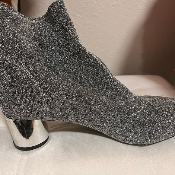 JustFab Sparkling Silver Ankle Booties - Picture 2 of 5